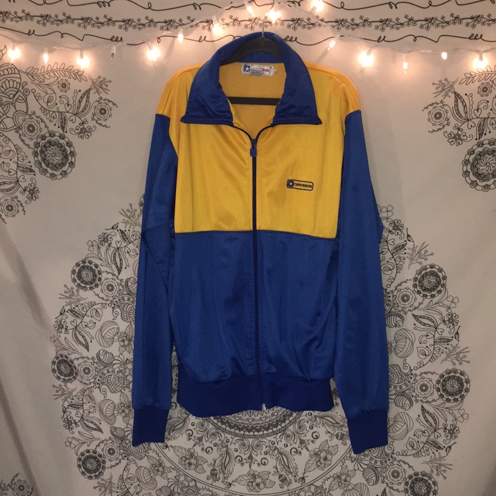 Yellow and Blue Converse Jacket